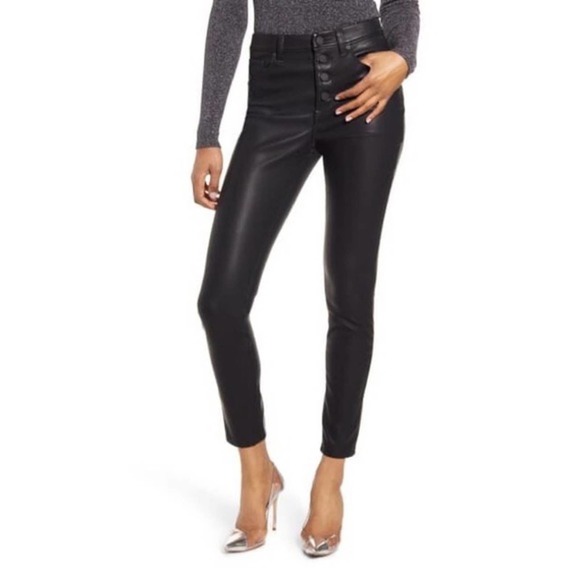 BlankNYC Faux Leather Exposed Button Fly Pants NEW - Picture 2 of 16